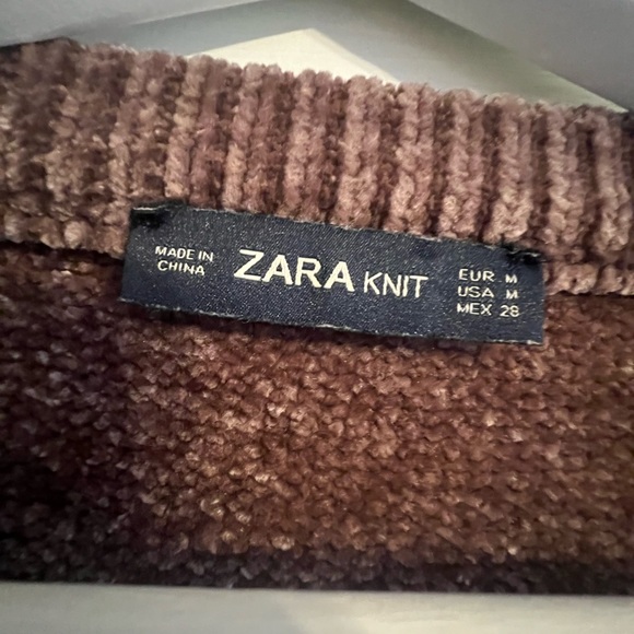 Zara Brown Soft Chenille Knit Sweater size medium - Picture 5 of 5